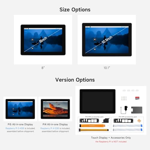 Image of Industrial HMI All-in-one 10.1inch Touch Display Compatible with Raspberry Pi 4 (Included), Supports Dual 4K HDMI Output, 10-Point Touch, Aluminum Alloy Case @XYGStudy (PI4-HMI-101D)