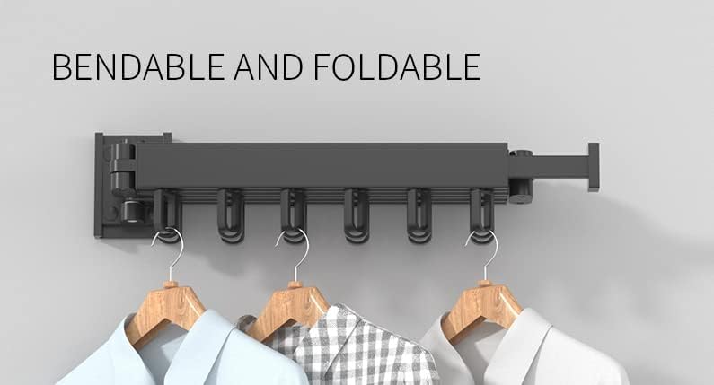 JAZCOR Single Wall Mounted Folding Drying Rack, Foldable and Retractable Space Saving Heavy Duty Laundry Drying Rack (Single (black))