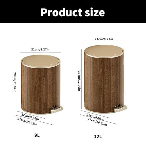 Caneca de basura con pedal 12L diseño madera miniatura 2