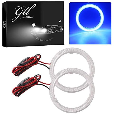 Grandview 2pcs Car Light LED Chips 70MM 60SMD Angel Eyes Halo Ring Headlight Warning Lamps 12V Blue Cover