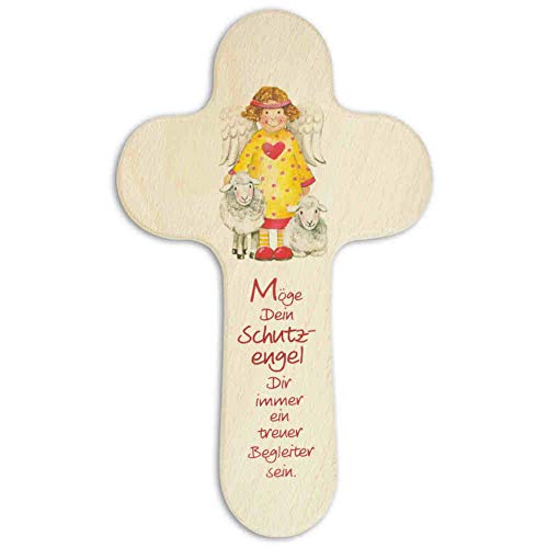 kruzifix24 Croix pour enfant avec ange gardien et moutons - 21 x 12,5 cm - Multicolore Cover
