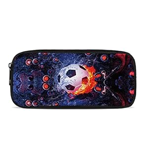 Babrukda Soccer Pattern Pencil Case, Zippered Soft Comfy Pen Bag, Stationary Pouch Case Pencils Pens Box Organizer for Colored Watercolor Pencils Small Marker, Cosmetic Makeup Bag