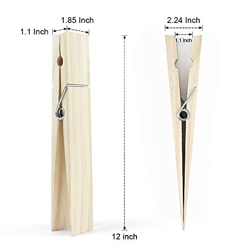 12 Inch, Giant Clothespins, Jumbo Wood Clips For Diy Craft, Bathroom Or Laundry Room Decoration, 2 Pcs #TOP1