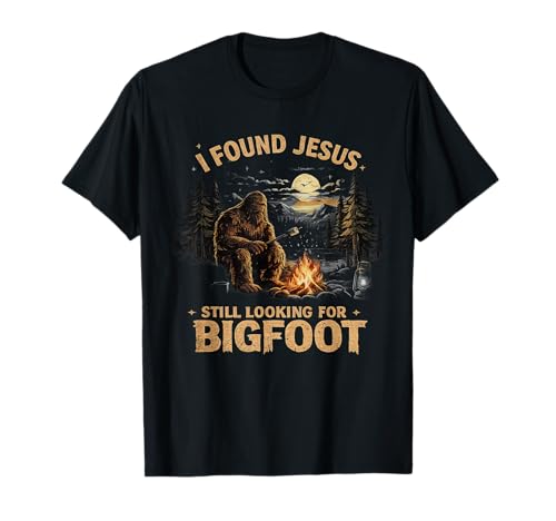 I Found Jesus Still Looking for Bigfoot Retro Vintage T-Shirt
