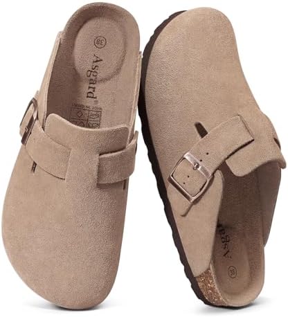 Asgard Genuine Suede Clogs for Women Men with Comfortable Cork Fo...