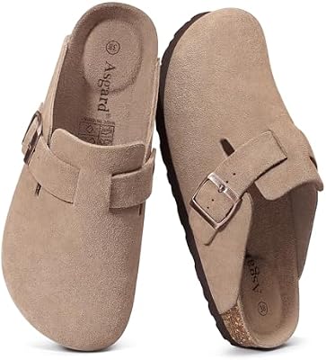 Asgard Genuine Suede Clogs for Women Men with Comfortable Cork Footbed
