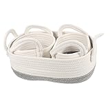 OUNONA 3個犬用おもちゃ収納バスケット 編みかごプ ペット玩具整理 コッロープ製 軽量 多目的雑貨入れ