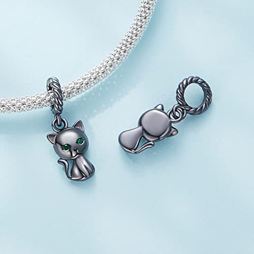 Bijoux en Argent 925 : Bracelets et Colliers avec Breloques Chat et Cœur - 7
