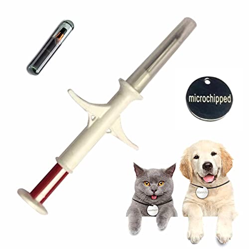 Manruta Dogs And Cats Id Chips Implant Kit Small Size 1.4X8 Mm 20 Pack, Completely Germany Microchip Bioglass Tag Dispossable Syringe With Sharp Needle Universal Standard #TOP2