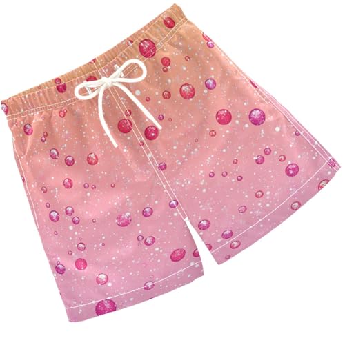 Pigsaly Boys Swim Trunks Pink Oeange Apricot Gradient Flashing Glitter Boys Board Shorts Swimsuit Swimwear Bathing Suit S