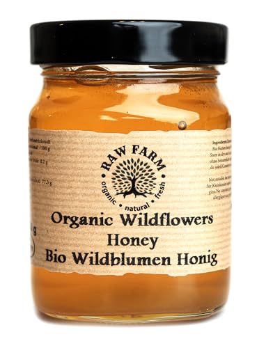 Raw Farm – Miel ecológica cruda de flores silvestres – 450 g – miel de abeja premium