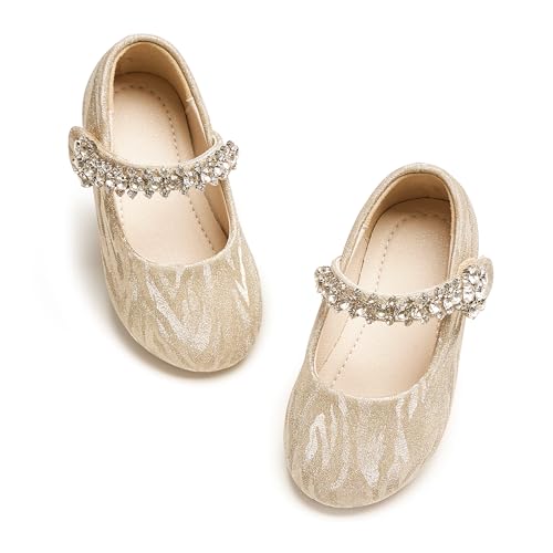 Image of PHIRAMIN Toddler Flower Girl Glitter Dress Shoes Little Girl Ballet Flats Bow Wedding Party