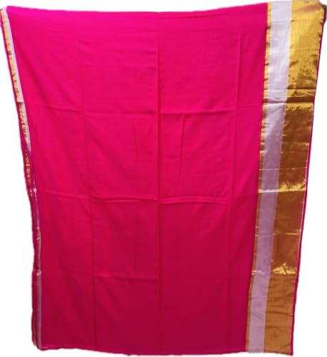 Image of Women's Mul Cotton Saree with Tassels | Soft Mulmul Saree | Woven Stripes & Zari Line | 5.5 Metres - Without Blouse