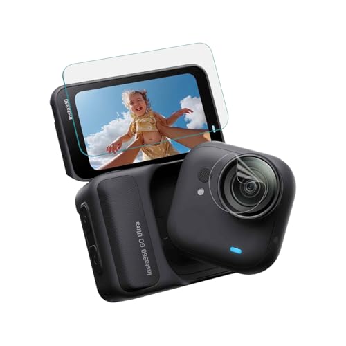 Image of POPIO Military-Grade Gorilla Tempered Glass for Insta360 GO Ultra | Screen Tempered Glass + PET Lens Screen Guard | 2-Piece Set