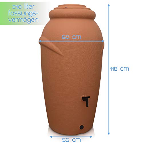 Regentonne 210 Liter Regenfass Frostsicher aus Kunststoff - Regenwassertonne – Bild 3
