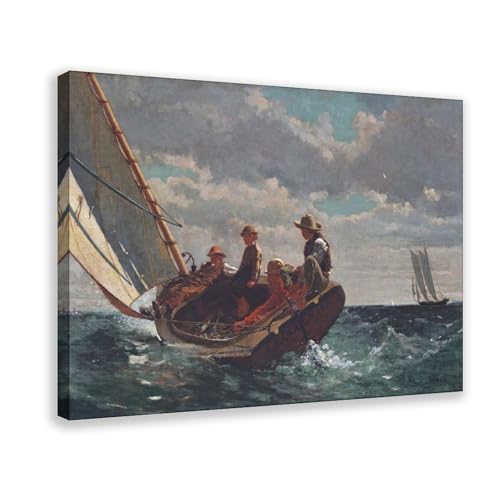 Impression sur toile Breezing Up Winslow Homer déco murale 30x45 cm