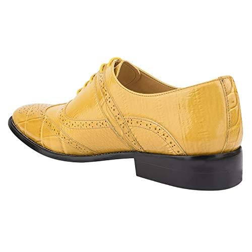 Image of LIBERTYZENO Mens Brogue & Plain Genuine Leather Animal Print Lace Up Oxford Dress Shoes for Easter Gift