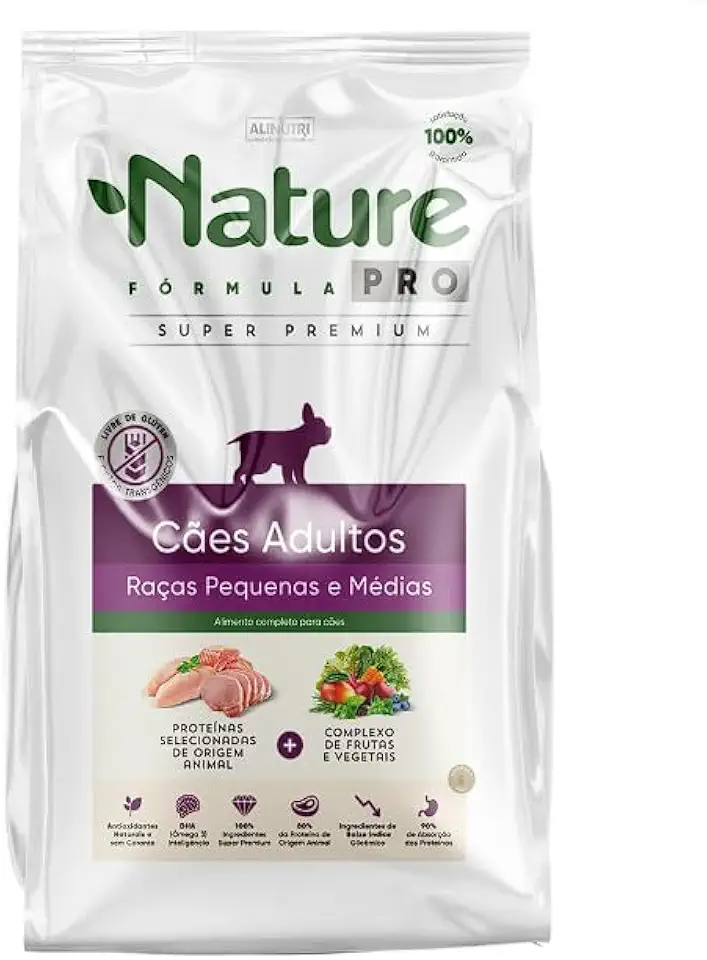 Ração Super Premium Nature Pro Cães adultos raças pequenas e Médias 2,5kg - Sem Transgênicos, Seleção De Carnes e Frutas
