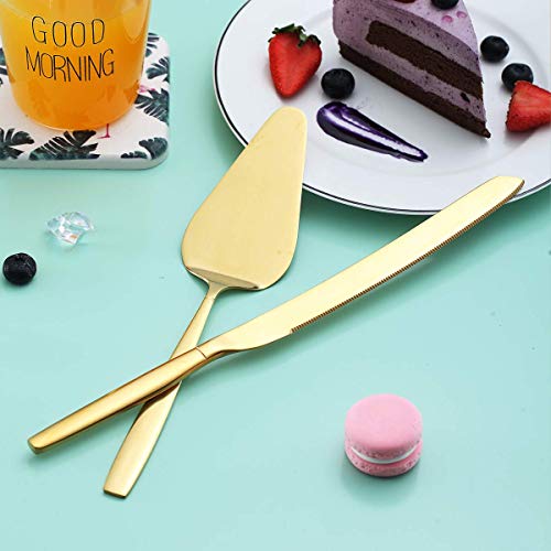 Berglander Gold Cake Pie Pastry Servers, Gold Cake Serving Set,Cake Knife And Server Set Perfect For Wedding, Birthday, Parties And Events #TOP4
