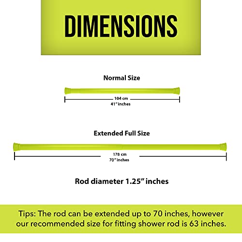 Image of Story@Home Curtain Rod 104-170 CM | Adjustable Rod Without Drilling | Extendable Shower Curtain Tension Rod | Rustproof Metal Curtain Rod Pipe | Stable Spring Installation | Neon Green