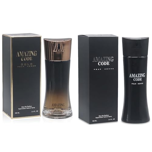 AFLUXE Men's Cologne Amazing Code Combo Eau De Toilette for Men-Fresh, Romantic Scent Perfume for Men 3.4 Fl Oz Each Natural Spray For All Skin Daily Used