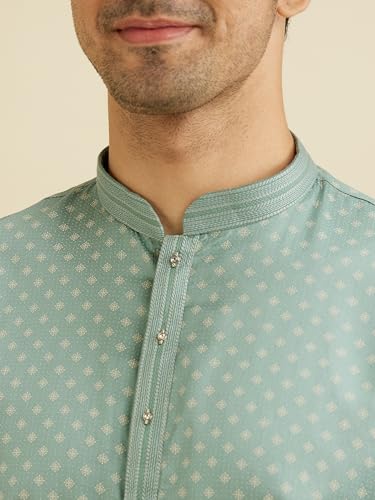 Image of Manyavar Men's Cotton Dotted Print Kurta Set (2pcs)