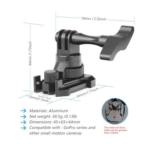 Image of Forevercam 360Rotate Aluminum Helmet Mount for Gopro Hero 13 12 11 10 9 8 DJI Osmo Insta360 AKASO and Other Action Camera Quick Release Buckle Clip Basic Base Mount