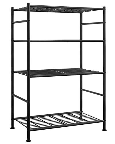 Sakugi Storage Shelves - 4 Tier Shelf Organizer, Heavy Duty Garage Shelving Unit with Leveling Feet, Stable Metal Shelves Organizer for Pantry, Kitchen and Closet, 33.0' W x 12.6' D x 57.2' H, Black