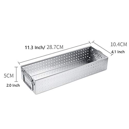 AIYoo 304 Stainless Steel Cutlery Tray Drawer Organizer - Mesh Kitchen Utensil Drawer Organizer/Silverware Storage Kitchen Utensil Flatware Tray - 11.3x4.1x2.0 Inch by AIYoo - Used condition - Image 6