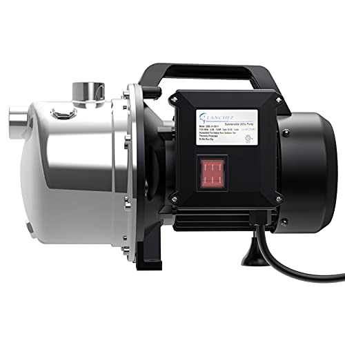 Lanchez 1 Hp Shallow Well Pump，Garden Pump, Portable Stainless Steel Water Transfer Draining Irrigation Jet Pump For Water Removal, Lawn Fountain Pump 1294 Gph 147 Feet Height #TOP7