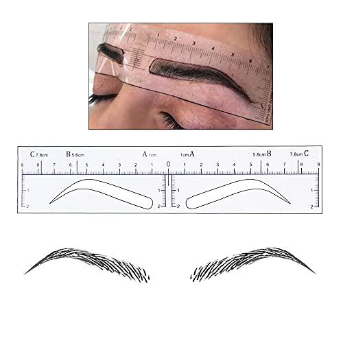 CHOOSE-IT Brow Stamp Tool, 50Pcs High Arch Microblading Ruler Sticker Eyebrow Shaping Stencils Microblading Supplies Disposable Adhesive Eyebrow Template Permanent Makeup Measure Tool