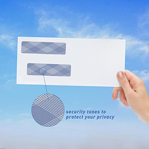 500#8 Self Seal Business Envelopes, Pandri No.8 Double Window Design For Business And Quickbooks Check(Invoice Not Fit), Documents Secure Mailing - Number 8 Size 3 5/8 X 8 11/16-24Lb #TOP4
