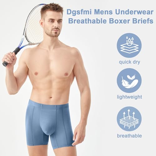 Men’s Breathable Underwear Boxer Briefs Fly with Built-in 3D Total Support Pouch,5pack4