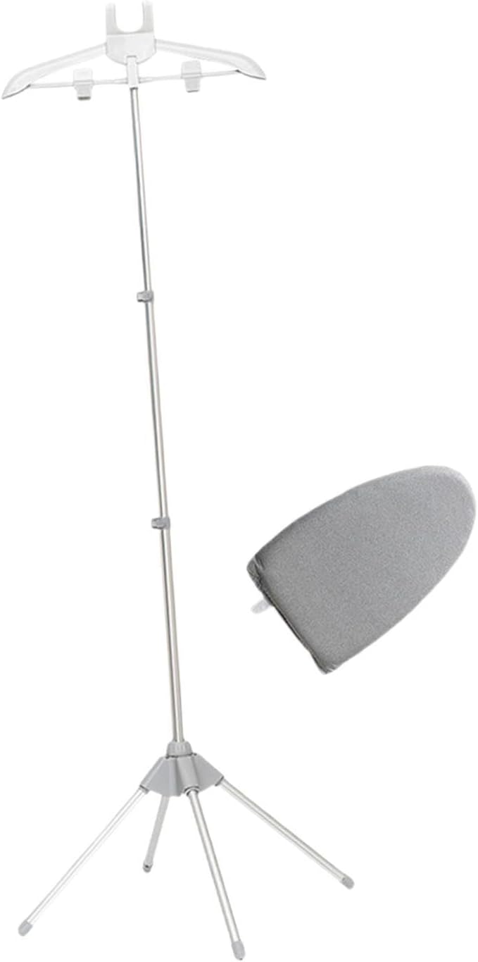 Handheld Garment Steamer Rack Pants Hanger with Ironing Glove Adjustable Aluminum Alloy Steam Iron Stand for Overcoat Clothes, Black