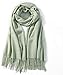MU Bufandas de moda cálidas para mujer Chal de manta de borla Chal Chal de color sólido Bufanda de gran tamaño para mujer Bufandas cálidas suaves y largas de invierno,Verde,70cm * 200cm