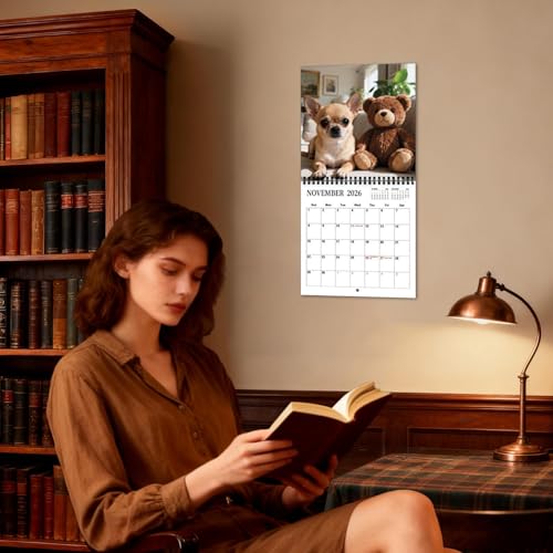 Chihuahua Kalender 2026, 21X21CM Niedlicher Chihuahua Wandkalender, Lustige Chihuahuas Wandplaner Kalender, Neuartige Chihuahuas Monatsplaner Ganze Familie, für Geschenkidee Hundeliebhaber