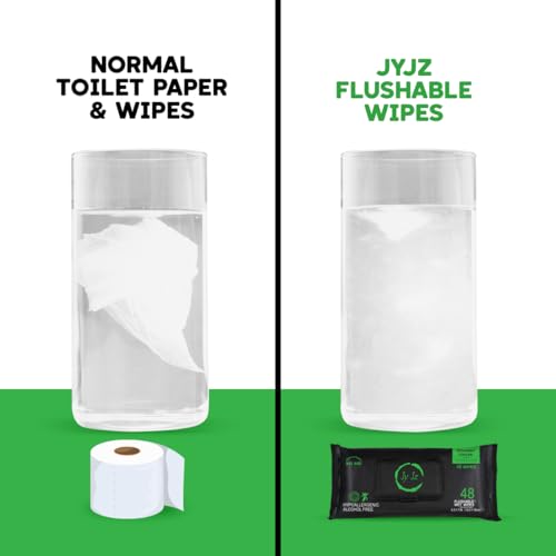 Image of Flushable Wet Wipes, 6 Pack (288 Wipes), New & Improved Spearmint Cooler, Disposable, Biodegradable, XL, Aloe & Vitamin-E, Drain and Marine Life Friendly, Utterly Smooth, Zingy, Irresistible!