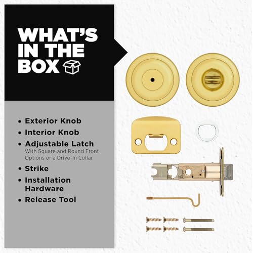 Kwikset Tylo Interior Privacy Door Knob with Lock, Door Handle For Bathroom and Bedroom, Polished Brass Keyless Turn Lock Doorknob, 1 Count (Pack of 1) - Image 5