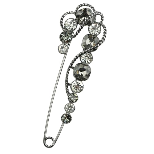 Image of 4.1 inch Vintage Rhinestone Crystal Flower Large Safety Pins Brooch Cardigan Scarf Sweater