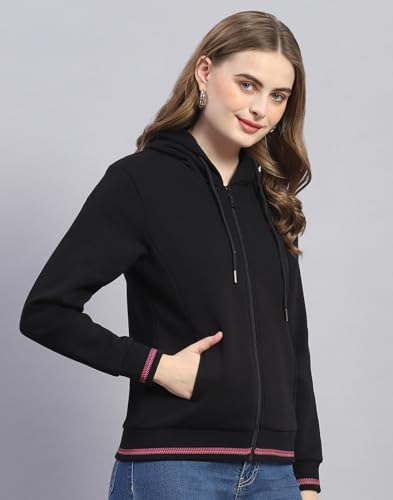 Image of Monte Carlo Womens Regular Fit Hooded Neck Full Sleeve Solid Sweatshirt (Pack of 1)