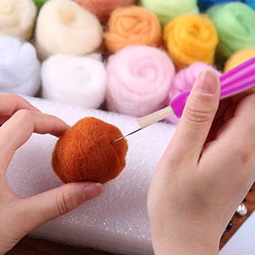 113 Pcs Felt Needles Kit with Manual, 3 Sizes Needle Felting Needles with Wooden Handle, Awls, Ball Pins and Other Needle Felting Tool for Wool Felting, Felting Kit for Beginners