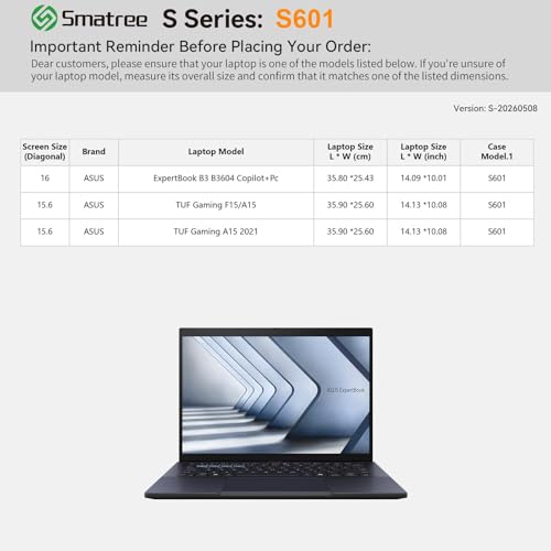 Image of Smatree SlimPro Laptop Case for 16 inch ASUS ExpertBook B3 B3604 | Compatible for 15.6 inch ASUS TUF Gaming F15 /A15, for TUF Gaming A15 2021, Case with Accessory Pocket, Green(S601G)