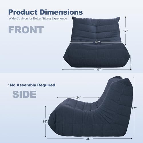 Image of Bean Bag Chair Big Sofa Beanbag Chair for Adults Fireside Chair Bean Bag Lounger with Memory Foam Filled for Home,Apartment or Gaming Venue (Blue Teddy)