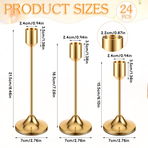 24PCS Brass Gold Candlestick Holders, Metal Taper Candle Holders by Ovveroche - Used condition - Image 5