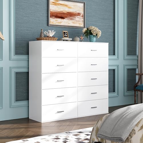 image for WLIVE Tall Dresser for Bedroom, Wood Chest of Drawers with Mental Hand