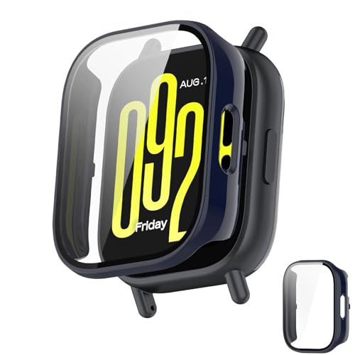 INIAYOH For Redmi Watch 5 Active �J�o�[ �����K���X�t�B����+���ϏՌ�PC�t���[�� �i�V���I�~�jRedmi Watch 5 Active �ی�P�[�X �ȒP�Ɏ��t���E�� �w��h�~ �y�ʃX�����݌v(�u���[)