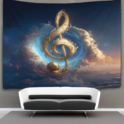 Art mural tapisserie notation musicale 3D 180x230cm pour rajeunir une deco vieillissante