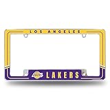 Rico Industries NBA Basketball Los Angeles Lakers Two-Tone 12' x 6' Chrome All Over Automotive License Plate Frame for Car/Truck/SUV
