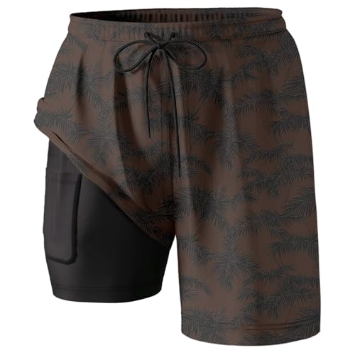 Fxbar Mens Swim Trunks with Compression Liner 7'' Stretch Beach Shorts Lightweight Quick Dry with Zipper Pockets2