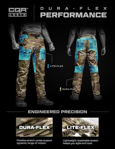 Image of CQR Men's Flex Ripstop Tactical Pants, Water Resistant Stretch Cargo Pants, Lightweight EDC Hiking Work Pants